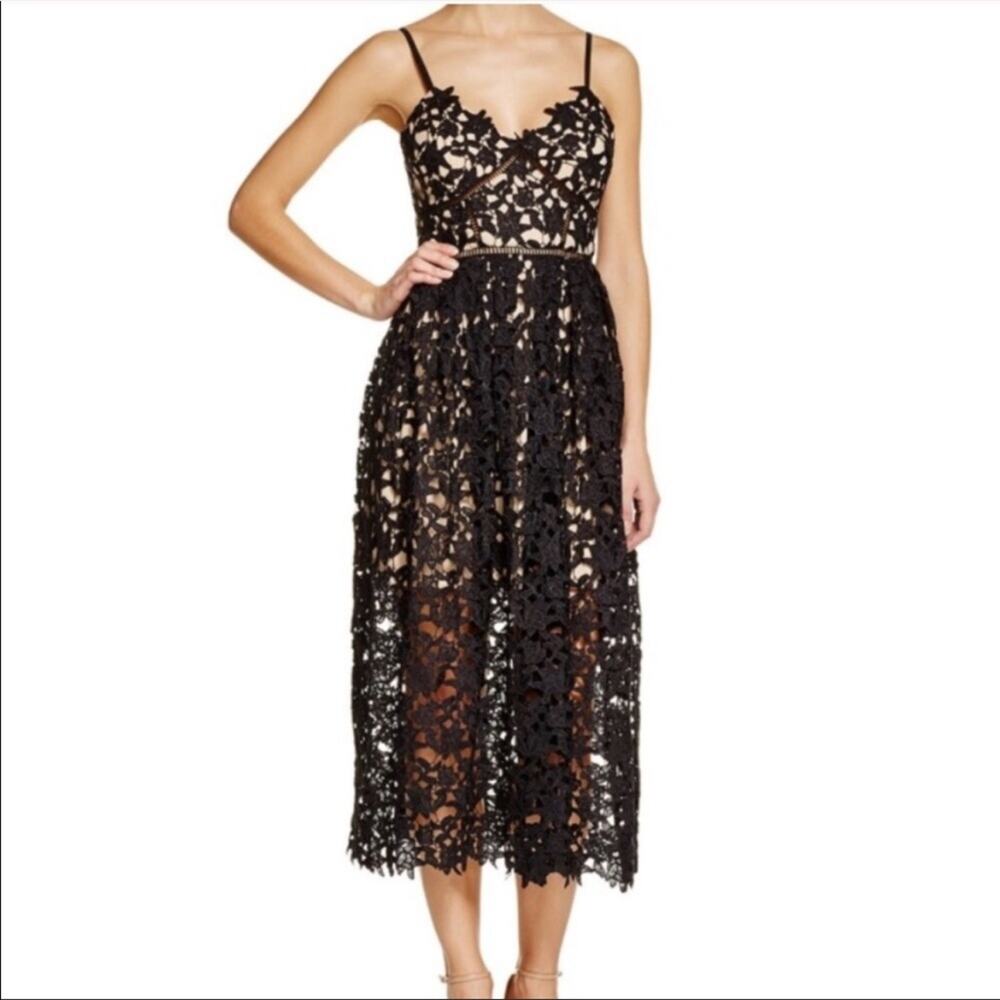 Aqua Black Sweetheart Neckline Lace Cami Midi Dress, EUC, Size XS, MSRP $148